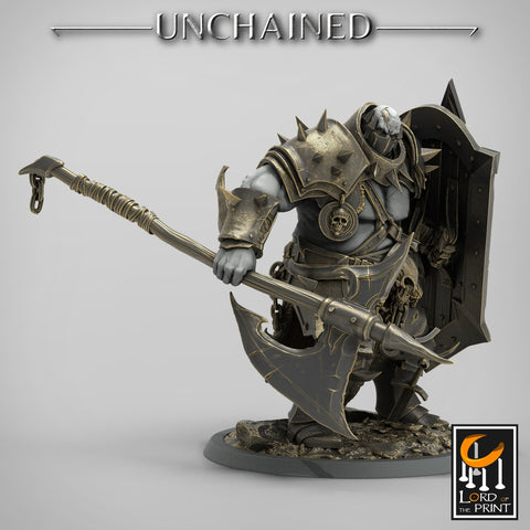 Heavy Chaos Knight Army | Oathbreaker Paladin, Great Axe and Shield | 28mm, 32mm,75mm Scales, 100mm Tall | Dungeons and Dragons | Pathfinder