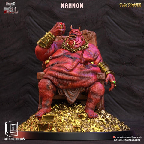 Mammon Demon Prince | 28mm, 32 mm, 75mm Scale |  Resin Miniature | Dungeons and Dragons | Pathfinder | D&D 5e | Clay Cyanide