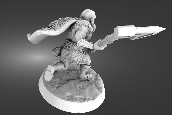 Dwarf Barbarian Fighter Ranger | Resin Miniature | 28mm Scale | 32mm Scale | 75mm Scale |Pathfinder Figure | DnD | Figurine unpainted |