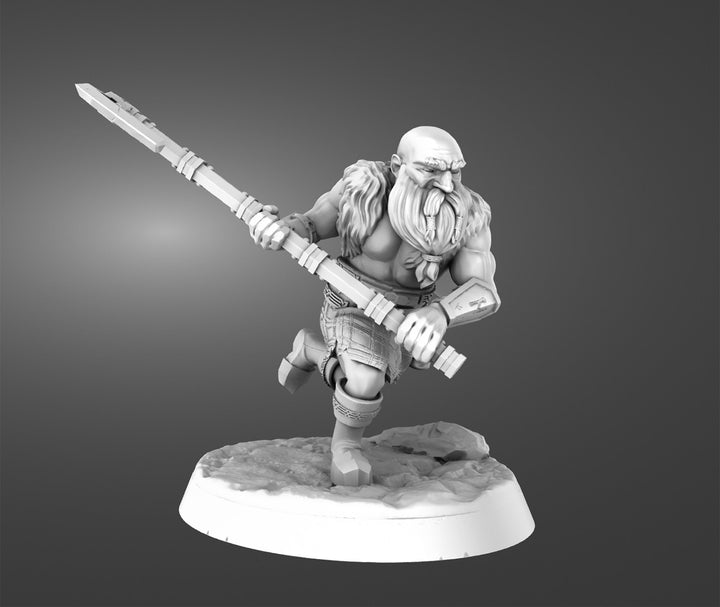 Dwarf Barbarian Fighter Ranger | Resin Miniature | 28mm Scale | 32mm Scale | 75mm Scale |Pathfinder Figure | DnD | Figurine unpainted |