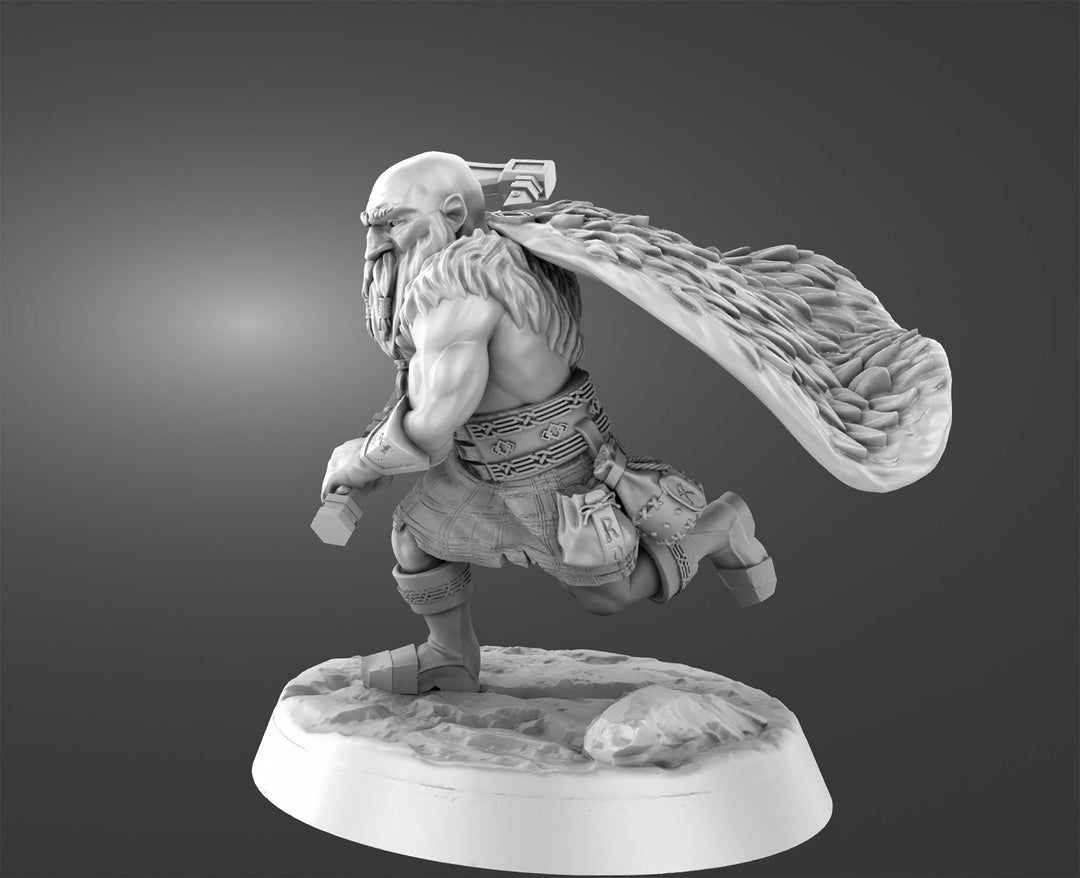 Dwarf Barbarian Fighter Ranger | Resin Miniature | 28mm Scale | 32mm Scale | 75mm Scale |Pathfinder Figure | DnD | Figurine unpainted |