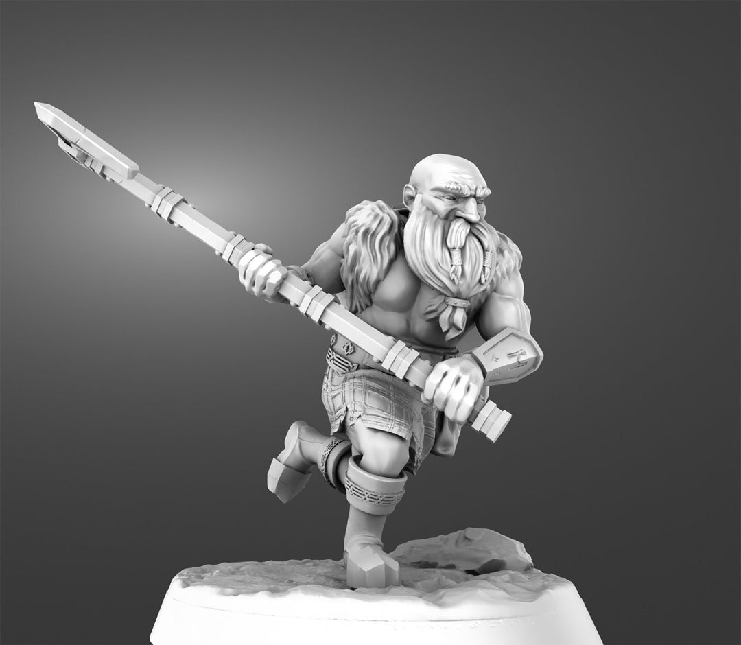 Dwarf Barbarian Fighter Ranger | Resin Miniature | 28mm Scale | 32mm Scale | 75mm Scale |Pathfinder Figure | DnD | Figurine unpainted |