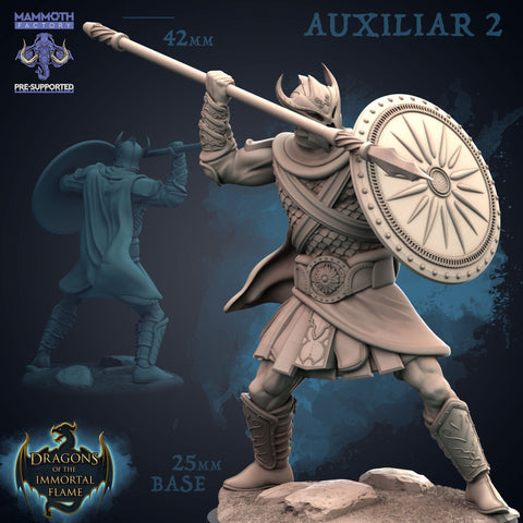 Human Fighter Spear and Shield | 28mm, 32mm, 75mm Scale Resin Miniature |Dungeons and Dragons |Arethain Mammoth Factory
