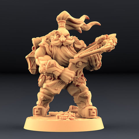 Dwarf Fighter Crossbow Expert | Dungeons and Dragons | 28mm,32mm Scales | 54mm, 75mm TALL | Pathfinder Mini for Painting |Artisan Guild