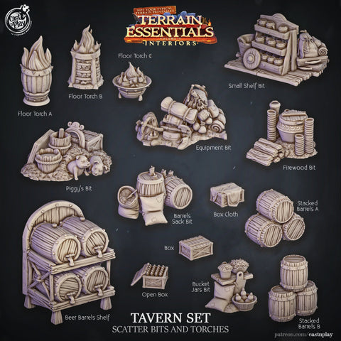 Tavern Scatter Props Terrain | Solid Resin 28mm, 32mm| Dungeons and Dragons 5e Miniature | Pathfinder | RPG Tabletop scatter Terrain | DnD|