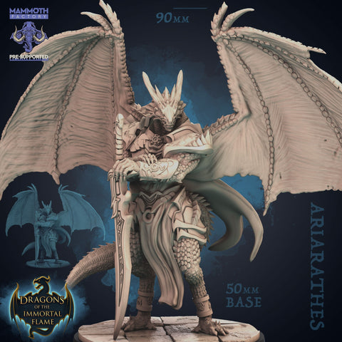 Dragonborn Winged Paladin with Sword | 28mm,32mm,54mm,75mm Scale |Resin Miniature | Dungeons and Dragons D&D 5e  | Pathfinder |Flesh of Gods