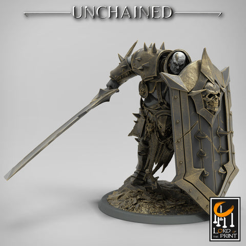 Heavy Chaos Knight Army | Oathbreaker Paladin, Sword and Shield | 28mm, 32mm,75mm Scales, 100mm Tall | Dungeons and Dragons | Pathfinder |