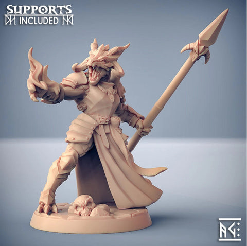 Dragonborn Fighter Eldritch Knight Polearm Master | 28mm, 32mm, 54mm, 75mm Scale Resin Miniature | Dungeons and Dragons 5E | Pathfinder |