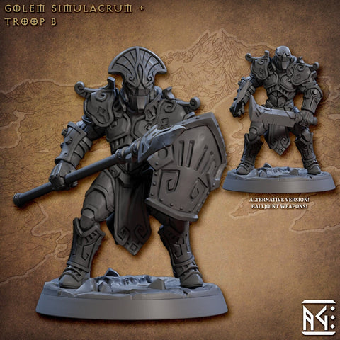Warforged Paladin, Fighter , Cleric PC NPC  | 28mm, 32mm, 75mm Scale Resin Miniature | Dungeons and Dragons | Auron | Artisan Guild