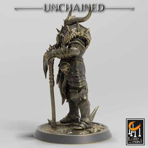 Fighter Great Axe, Light Soldier, Oathbreaker Paladin,  Unpainted Miniature | 28mm, 32mm,75mm Scales | Dungeons and Dragons | Pathfinder |