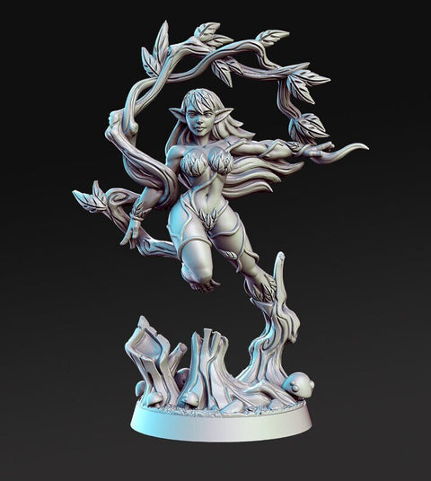 Female Wood Elf Druid, Alura Forest Dryad | 28mm Scale | 32mm Scale | 75mm Scale | Minis - D&D 5e - Pathfinder Sexy Figurine- RN Estudio