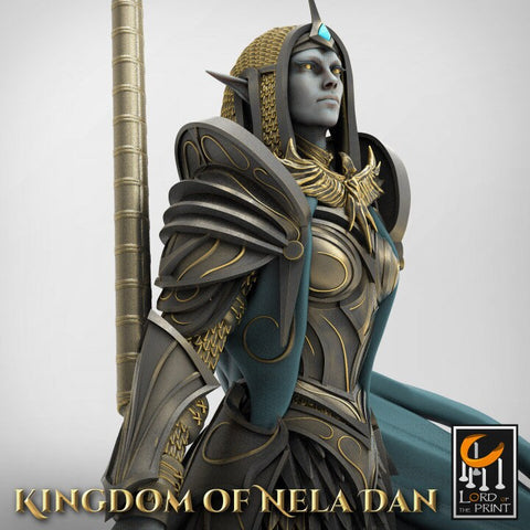 High Elf Female Lord Paladin, Moon Elf,  Eladrin  Unpainted Miniature | 28mm, 32mm,54mm,75mm Scales | Dungeons and Dragons | Pathfinder |