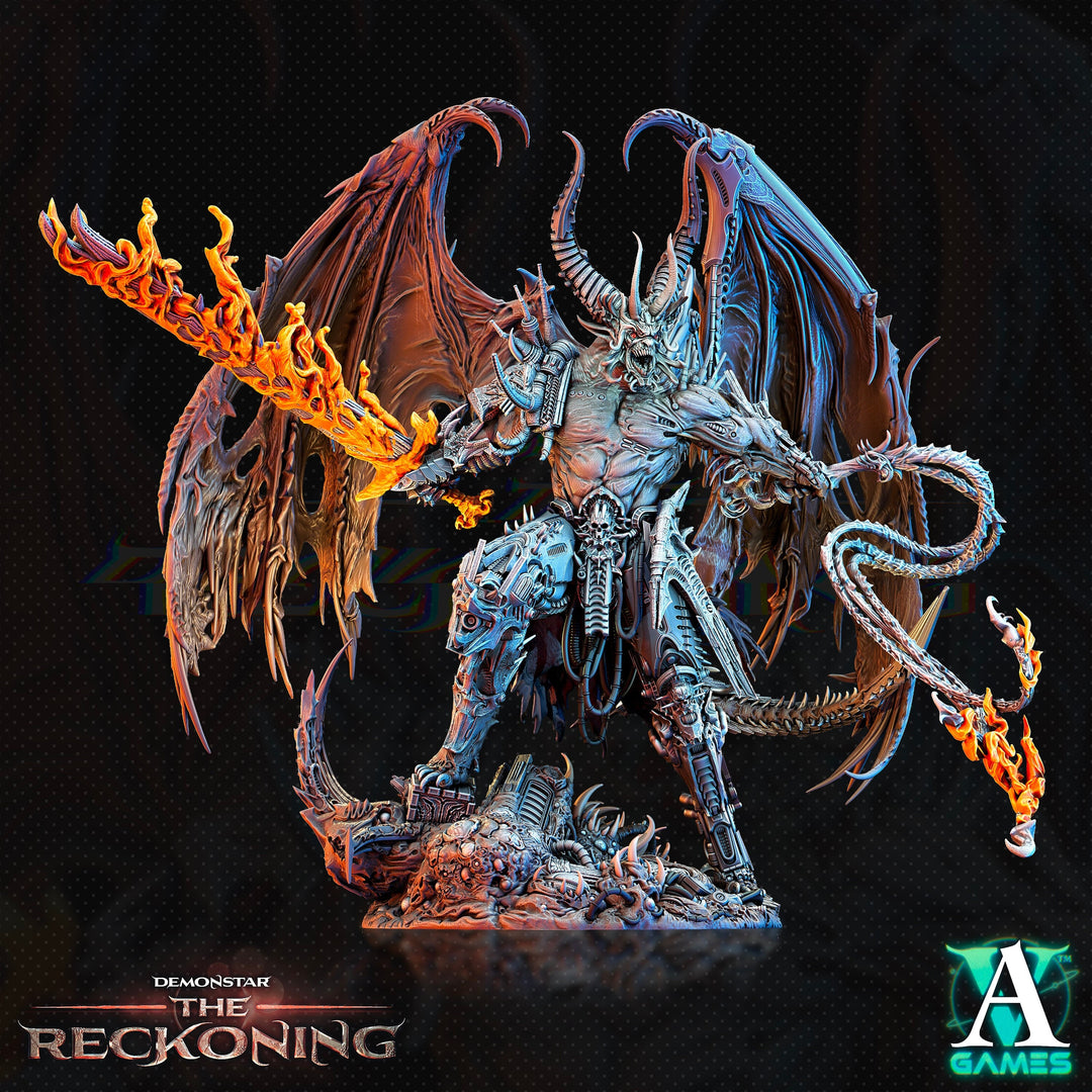 Galactic Demon Devil Lord Amaros Pit Fiend | 140mm, 112mm, 64mm Tall | 3d printed | Dungeons and Dragons | Archvillain Games Sci-Fi