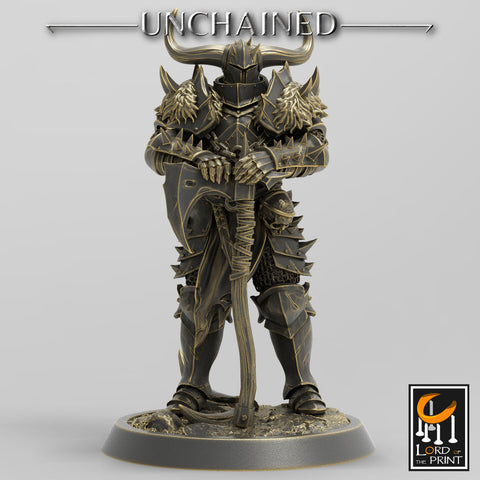 Fighter Great Axe, Light Soldier, Oathbreaker Paladin,  Unpainted Miniature | 28mm, 32mm,75mm Scales | Dungeons and Dragons | Pathfinder |