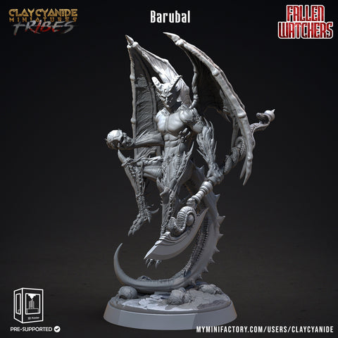 Barubal Fallen Angel Demon | 28mm, 32 mm, 75mm Scale |  Resin Miniature | Dungeons and Dragons | Pathfinder | D&D 5e | Clay Cyanide