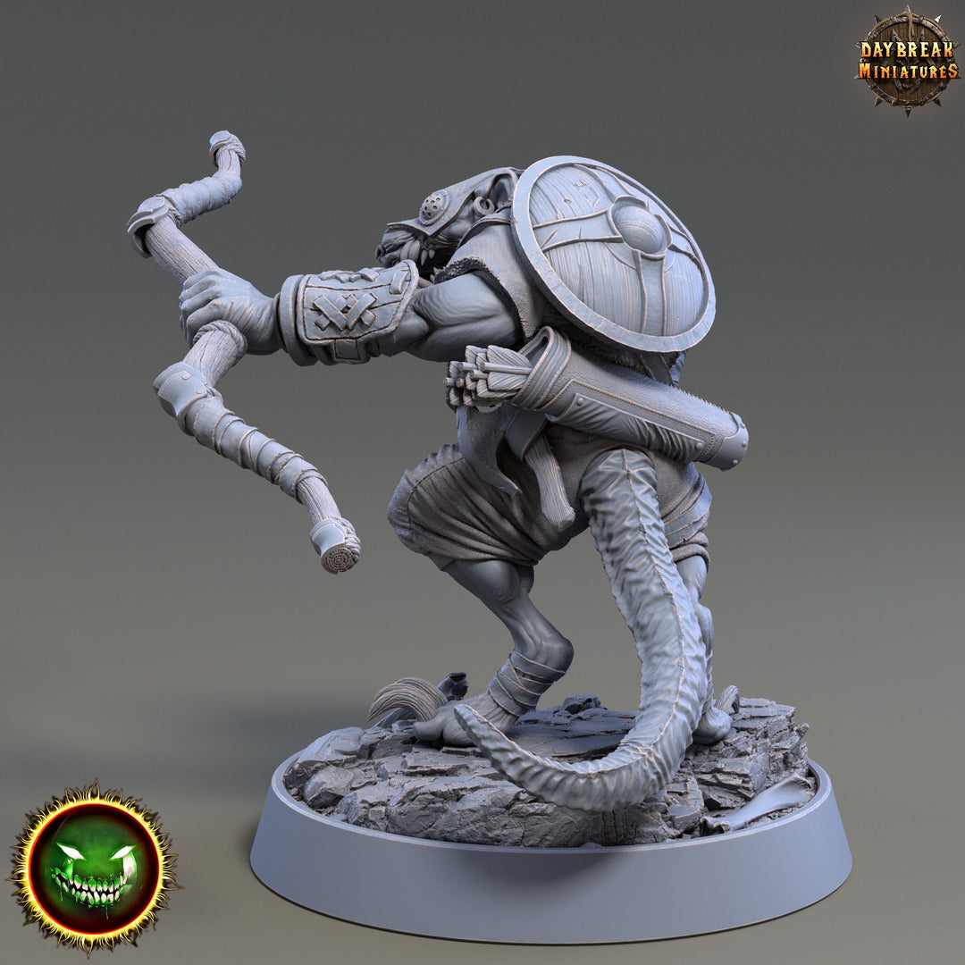 Wererat Archer, Ratfolk, Ratman | Resin | Dungeons and Dragons 5e | 28mm,32mm,54m,75mm Scales | Pathfinder D&amp;D | Daybreak Miniatures
