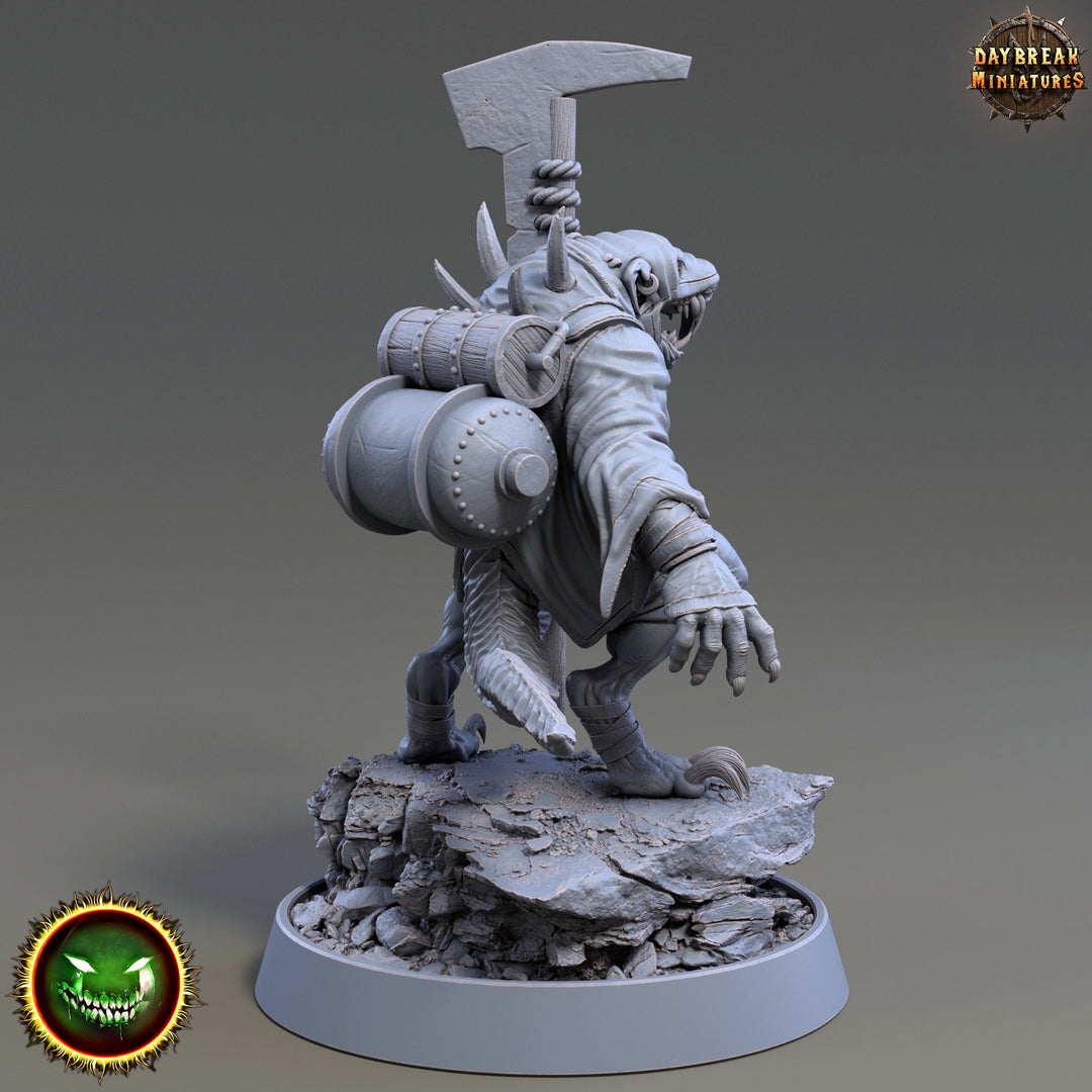 Wererat 2handed weapon , Ratfolk, Ratman |Resin| Dungeons and Dragons 5e | 28mm,32mm,54m,75mm Scales | Pathfinder D&amp;D | Daybreak Miniatures
