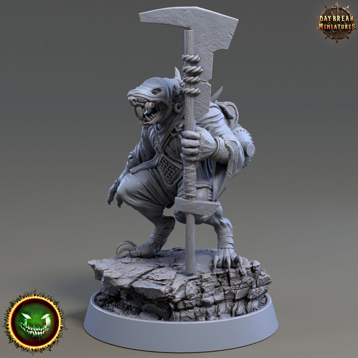Wererat 2handed weapon , Ratfolk, Ratman |Resin| Dungeons and Dragons 5e | 28mm,32mm,54m,75mm Scales | Pathfinder D&amp;D | Daybreak Miniatures