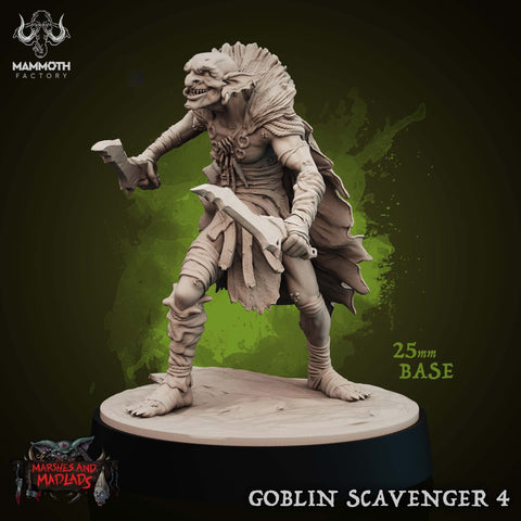 Goblin with Two Short Sword Scavenger  | Dungeons and Dragons | 28mm,32mm,54mm,75mm Scales | Pathfinder Mini for Painting | Mammoth Factory