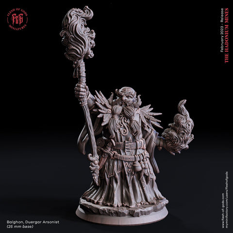 Dwarf Duergar Wizard, Sorcerer, Warlock | Dnd 5e Resin  Miniature |  28mm, 32mm,75mm Scales | 100mmTall | Pathfinder figure | Flesh of Gods