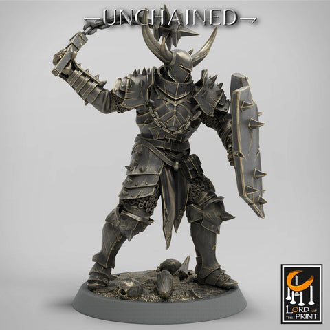 Fighter Flail, Light Soldier, Oathbreaker Paladin,  Unpainted Miniature | 28mm, 32mm,54mm,75mm Scales | Dungeons and Dragons | Pathfinder |