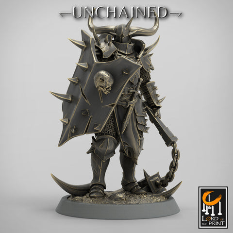 Fighter Flail, Light Soldier, Oathbreaker Paladin,  Unpainted Miniature | 28mm, 32mm,54mm,75mm Scales | Dungeons and Dragons | Pathfinder |