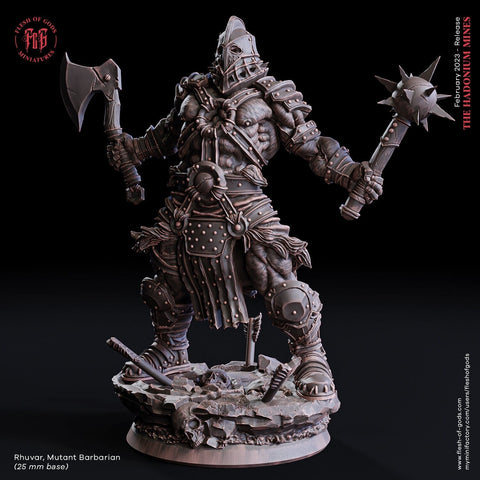 Barbarian Fighter Goliath Human Two Weapons | 28mm, 32mm, 54mm, 75mm Scales | Dungeons and Dragons | Pathfinder | Flesh of Gods