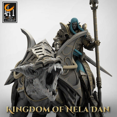 High Elf Lord Paladin Mounted on Feline Beast, Moon Elf, Eladrin Unpainted |  Dungeons and Dragons 5e  | 28mm,32mm,75mm Scale | Pathfinder