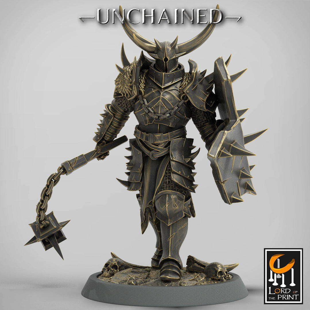 Fighter Flail, Light Soldier, Oathbreaker Paladin,  Unpainted Miniature | 28mm, 32mm,54mm,75mm Scales | Dungeons and Dragons | Pathfinder |