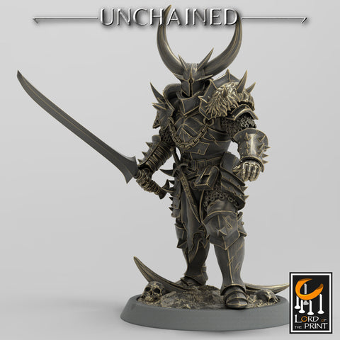 Fighter Sword, Light Soldier, Oathbreaker Paladin,  Unpainted Miniature| 28mm, 32mm,54mm,75mm,100mm Scales |Dungeons and Dragons Pathfinder