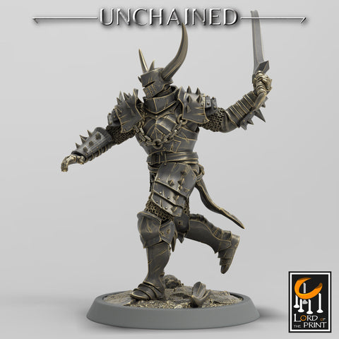 Fighter Sword, Light Soldier, Oathbreaker Paladin,  Unpainted Miniature| 28mm, 32mm,54mm,75mm,100mm Scales |Dungeons and Dragons Pathfinder