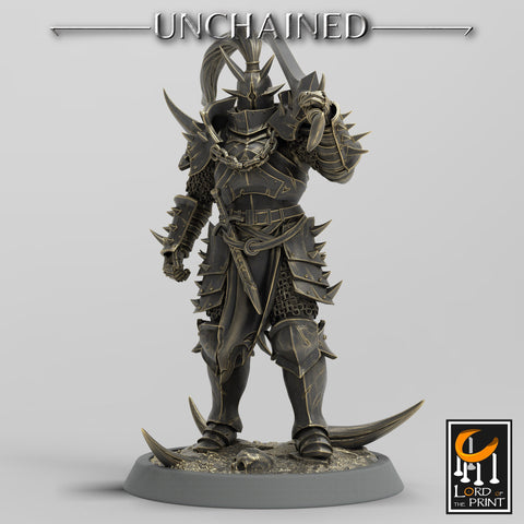 Fighter Sword, Light Soldier, Oathbreaker Paladin,  Unpainted Miniature| 28mm, 32mm,54mm,75mm,100mm Scales |Dungeons and Dragons Pathfinder