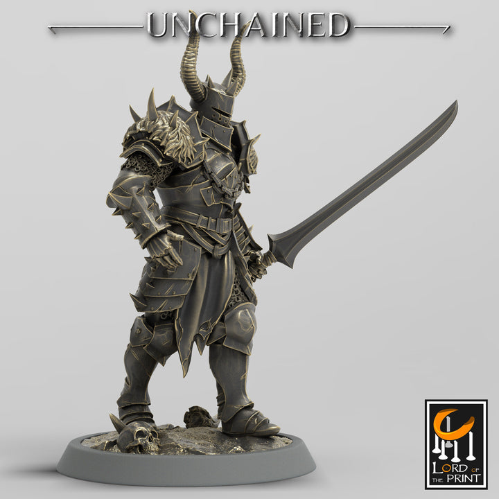 Fighter Sword, Light Soldier, Oathbreaker Paladin,  Unpainted Miniature| 28mm, 32mm,54mm,75mm,100mm Scales |Dungeons and Dragons Pathfinder