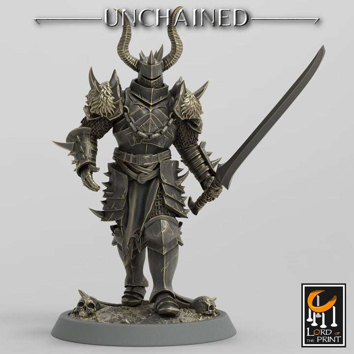 Fighter Sword, Light Soldier, Oathbreaker Paladin,  Unpainted Miniature| 28mm, 32mm,54mm,75mm,100mm Scales |Dungeons and Dragons Pathfinder
