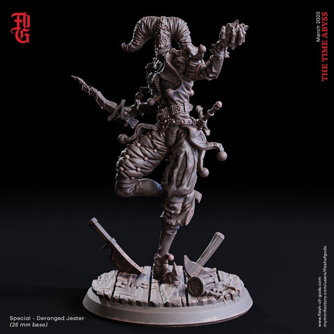 Deranged Jester Rogue Thief Assassin Bard | 28mm, 32mm, 75mm Scale Resin Miniature | Dungeons and Dragons | Flesh of Gods