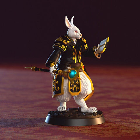 Harengon, Rabbitfolk Rabbitman  Wizard Cleric PC NPC | 28mm, 32mm,54mm,75mm Scale Resin Miniature | Dungeons and Dragons | Clay Cyanide