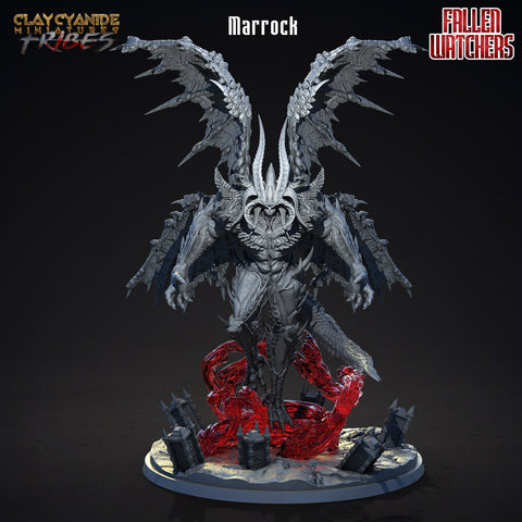 Marrock Demon Fallen | 28mm,32 mm Scales| 75mm, 100mm Bases |  Resin Miniature | Dungeons and Dragons | Pathfinder | D&D 5e | Clay Cyanide