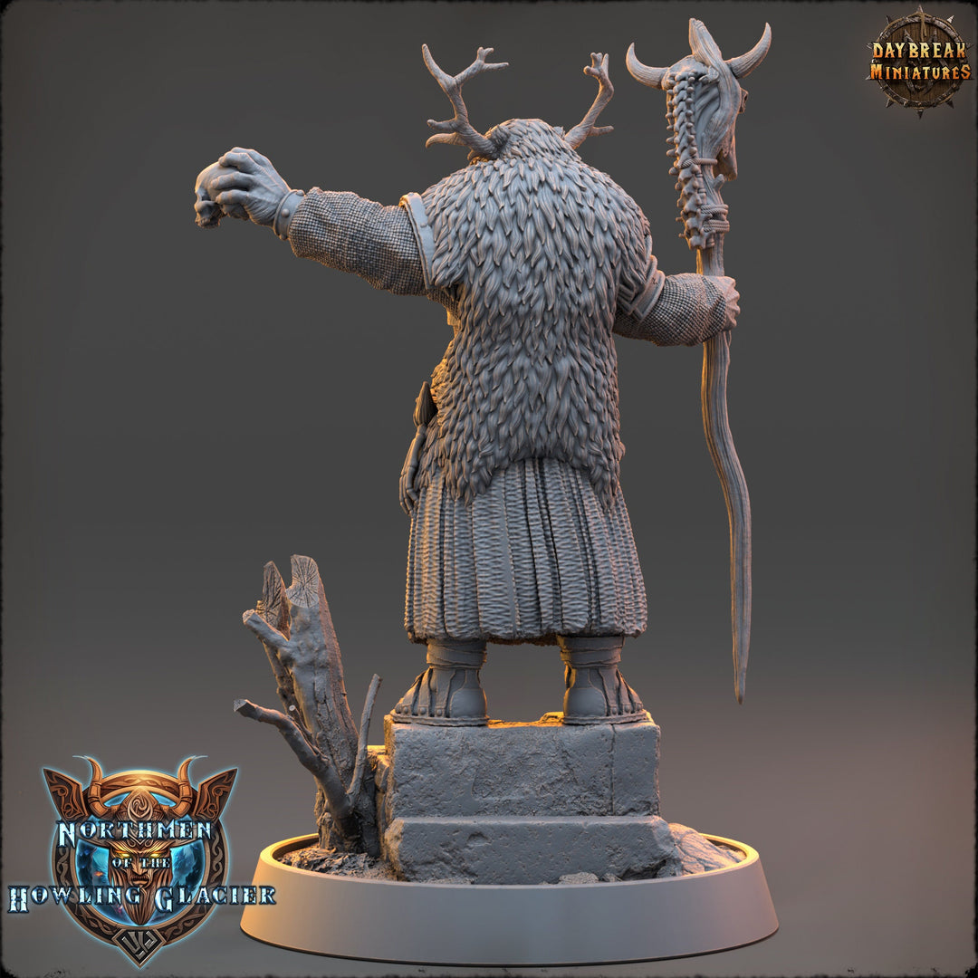 Human Druid, Cleric PC NPC Unpainted  | 28mm, 32mm, 54mm, 75mm Scales 100mm Tall | Dungeons and Dragons | Pathfinder | Daybreak Miniatures