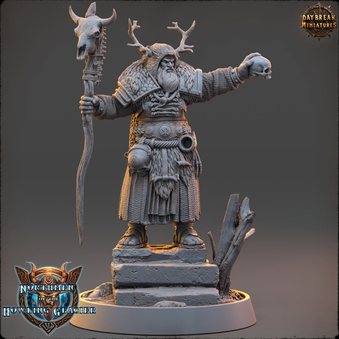 Human Druid, Cleric PC NPC Unpainted  | 28mm, 32mm, 54mm, 75mm Scales 100mm Tall | Dungeons and Dragons | Pathfinder | Daybreak Miniatures