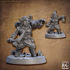 Fighter Female Gnome Pick and Steam Fist & lantern and Pick| 28mm, 32mm, 54mm, 75mm Scale Miniature | Dungeons and Dragons | Artisan Guild