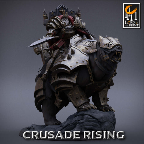 Human Paladin King Knight Templar on Armored Giant Bear, Cavalier PC NPC |  Dungeons and Dragons 5e  | 28mm,32mm,75mm Scale | Pathfinder |