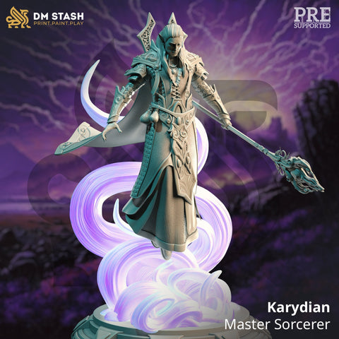 High Elf Lord Sorcerer Wizard, Moon Elf,  Eladrin Miniature | 28mm, 32mm,54mm,75mm, 100mm Scales | Dungeons and Dragons Pathfinder |DM Stash
