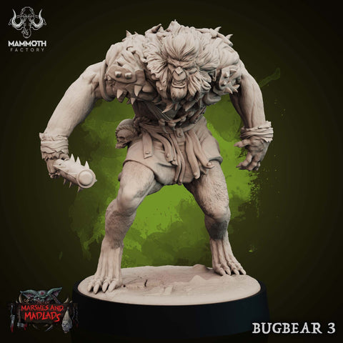 Bugbear Fighter Warrior Barbarian Mace | Scales 28mm,32mm,54mm, 75mm | Megaboss | Dungeons and Dragons |Pathfinder | Mammoth Factory
