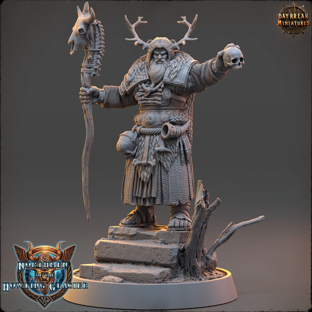 Human Druid, Cleric PC NPC Unpainted  | 28mm, 32mm, 54mm, 75mm Scales 100mm Tall | Dungeons and Dragons | Pathfinder | Daybreak Miniatures