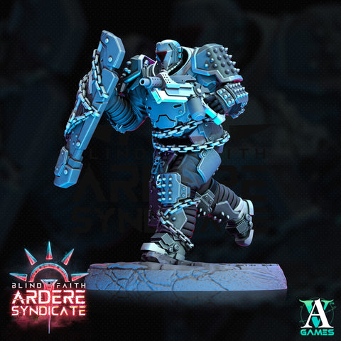 Arderite Heavy Infantry, Blind Faith, Ardere Syndicate | Sci-Fi Miniature 28mm,32mm Scales | 54mm, 75mm TALL | Resin Mini |Archvillain Games