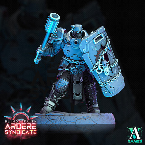 Arderite Heavy Infantry, Blind Faith, Ardere Syndicate | Sci-Fi Miniature 28mm,32mm Scales | 54mm, 75mm TALL | Resin Mini |Archvillain Games