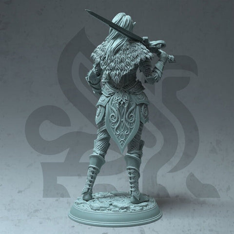 Female High Elf Paladin Fighter Spell blade, Moon Elf,  Eladrin Miniature | 28mm, 32mm,54mm,75mm, 100mm Scales | Dungeons and Dragons  5E