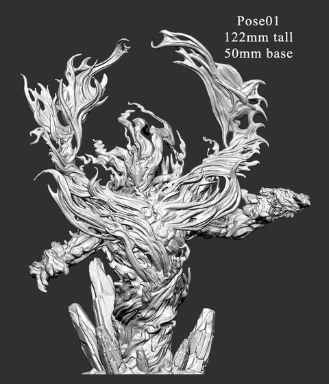 Greater Fire Elementa| Dungeons and Dragons Miniature  Available: 28mm, 32mm 75mm Scale |- Minis - D&D 5e Desert | Mini Monster Mayhem