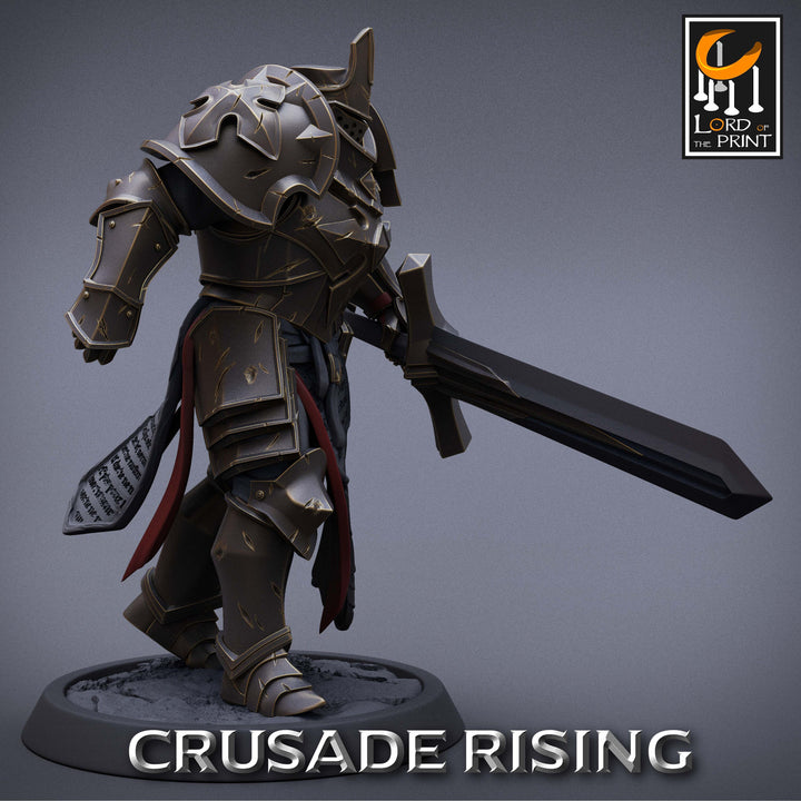 Paladin Knight Templar Unpainted Miniature | 28mm, 32mm,54mm,75mm, 100mm Scales | Dungeons and Dragons | Pathfinder | Lord of The Print