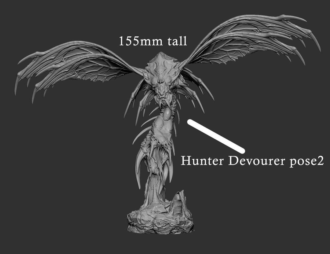 Winged Insectoid Hunter Devourer | Sizes 40mm, 50mm, 60mm Base Size | Dungeons and Dragons | Pathfinder |Figurine Mini | Mini Monster Mayhem